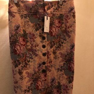 NWT floral midi button down pencil skirt